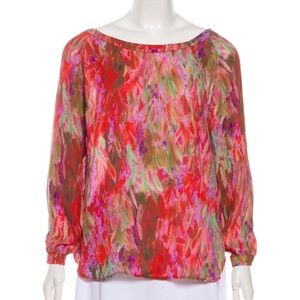 Haute Hippie silk red watercolor top xs NWOT
